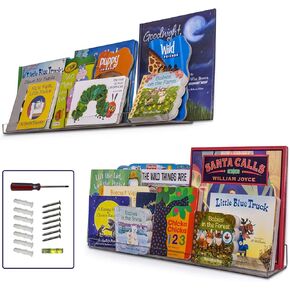 Acrylic Shelf 16 Inch (2Pack) - Acrylic Bookshelf for Toys & Books - Spice Rack & Floating Display - Acrylic Floating Shelves for Makeup & Cosmetic Product - Clear Acrylic Shelf for Books & Magazines in Kuwait