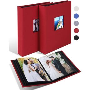 ألبوم صور صغير من NESCL مقاس 5x7 2 حزمة تحتوي كل منها على 56 صورة، غطاء من الكتان مع نافذة أمامية لصور الصور جيوب عمودية لألبومات صغيرة 5x7 لحفلات الزفاف والرضع والأطفال (بيج) in Kuwait