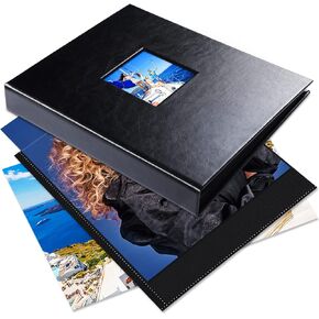 ألبوم صور NESCL مقاس 8 × 10 100 جيب، ألبوم أغطية جلد PU مع نافذة أمامية، ألبوم صور صغير مقاس 8 × 10، انزلاق خالٍ من الأحماض في كتاب ألبومات الصور يحمل 100 عمل فني عمودي مقاس 8 × 10 (بني)