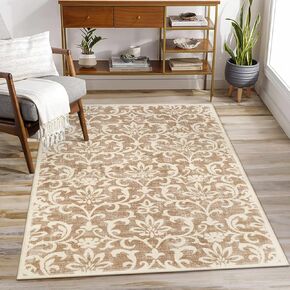 Vintage 2x3 Throw Rugs with Rubber Backing Washable,Floral Entryway Rug Non Slip, Front Door Rug Non Shedding Distressed Kitchen Mat Indoor Entrance Floor for Bedroom, Green