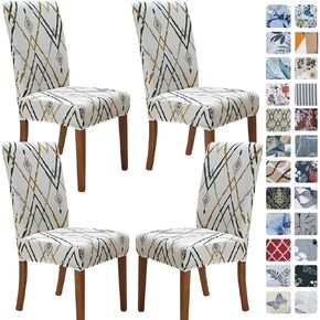 SPRINGRICO Chair Covers for Dining Room Set of 4, Stretch Dining Chair Cover, Washable Spandex Kitchen Parsons Chair Slipcovers, Removable Seat Protector for Home or Party (4 Pack, Cassandra)