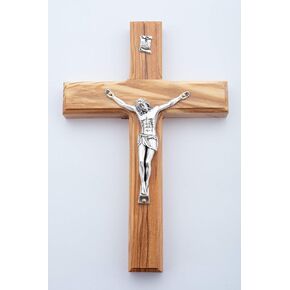 Olive Wood Gifts Shop Hand Made Free Standing/Wall Hanging Olive Wood Cross (Crucifix 6.3 Inch), Religious Wooden Crucifix Cross From The Holy Land in Saudi Arabia