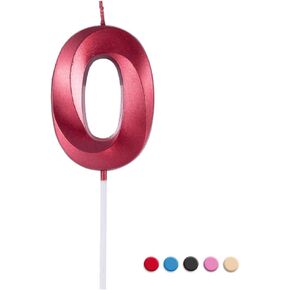 Birthday Candles Extended Big Number Candle Multicolor 3D Design Cake Topper Decoration for Any Celebration(0 Candle Pink)