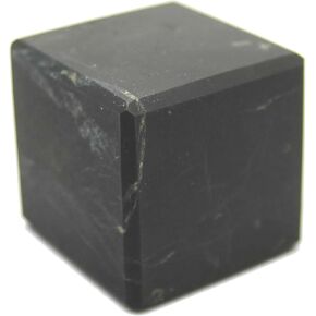 Karelian Heritage Authentic Non-Polished Shungite Cube | Non-Polished Black Stone Small Décor Highly-Protective Crystal Cube 2 inches (5 cm) | Reiki Healing, Chakra Meditation, Energy Generator CN04