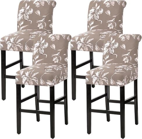 H.VERSAILTEX شريط البراز غطاء حانة مكافحة البراز كرسي الغلاف لغرفة الطعام مقهى بار البراز أغطية تمتد الأزهار القابلة للإزالة وقابل للغسل مقعد بار البراز يغطي للفندق، حفل (2 حزمة، أسود) in Saudi Arabia