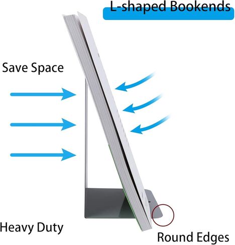 Jekkis 16pcs Bookends Metal Black Book End for Shelves Heavy Duty Bookend Tall Bookends Library Book Supports Shelf Holder, Office Home, 8 Pair in Kuwait