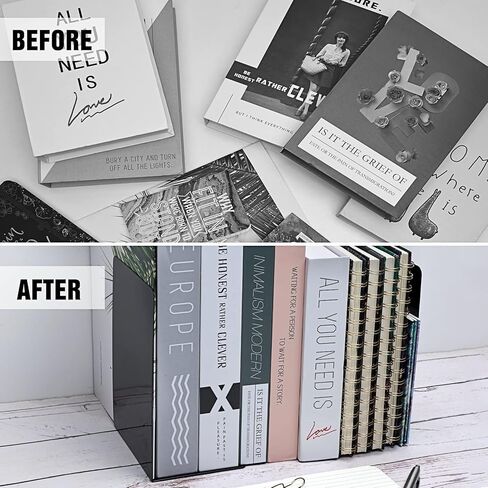 Jekkis 16pcs Bookends Metal Black Book End for Shelves Heavy Duty Bookend Tall Bookends Library Book Supports Shelf Holder, Office Home, 8 Pair in Kuwait