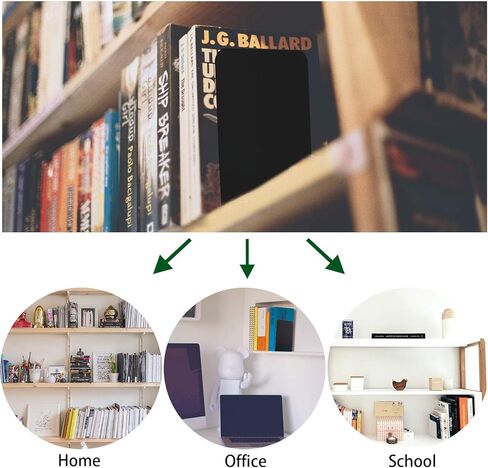 Jekkis 16pcs Bookends Metal Black Book End for Shelves Heavy Duty Bookend Tall Bookends Library Book Supports Shelf Holder, Office Home, 8 Pair in Kuwait