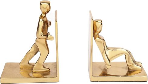 مجموعة مساند كتب مزخرفة من زفاستي مكونة من قطعتين بتصميم رجال العمل لديكور المنزل والمكتب، مساند كتب مزخرفة للرجال العاملين. مجموعة من 2 مساند كتب مزخرفة. ذهبي in Kuwait