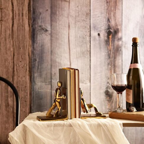 مجموعة مساند كتب مزخرفة من زفاستي مكونة من قطعتين بتصميم رجال العمل لديكور المنزل والمكتب، مساند كتب مزخرفة للرجال العاملين. مجموعة من 2 مساند كتب مزخرفة. ذهبي in Kuwait