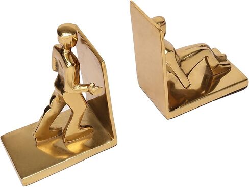 مجموعة مساند كتب مزخرفة من زفاستي مكونة من قطعتين بتصميم رجال العمل لديكور المنزل والمكتب، مساند كتب مزخرفة للرجال العاملين. مجموعة من 2 مساند كتب مزخرفة. ذهبي in Kuwait