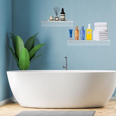 ديسبلاي فور توب رف اكريليك شفاف، رف كتب عائم يثبت على الحائط للمجموعات وكتب الاطفال والنباتات في المكتب وغرفة النوم وغرفة المعيشة، مجموعة من قطعتين (12 انش و16 انش) in Kuwait