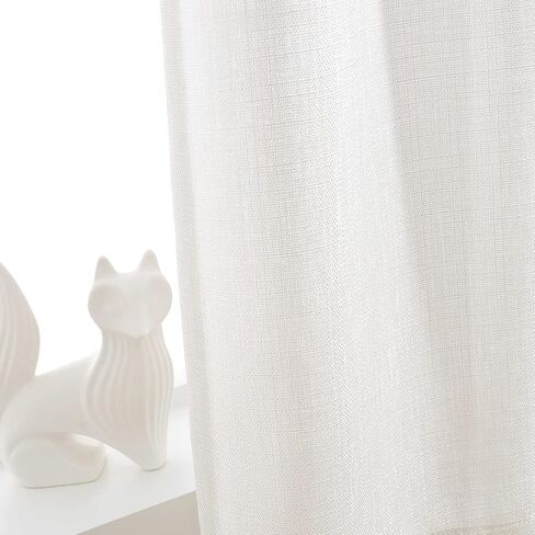 Lazzzy Linen Textured Kitchen Curtains Semi Grey Sheer Door Curtains for Living Room Light Filtering Cafe Tier Curtains Drapes 45 Inch Length Window Curtain Set for Bathroom Grommet Top 2 Panels Gray in Kuwait