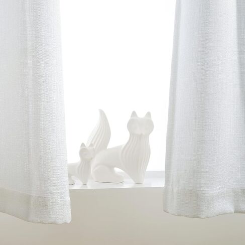 Lazzzy Linen Textured Kitchen Curtains Semi Grey Sheer Door Curtains for Living Room Light Filtering Cafe Tier Curtains Drapes 45 Inch Length Window Curtain Set for Bathroom Grommet Top 2 Panels Gray in Kuwait