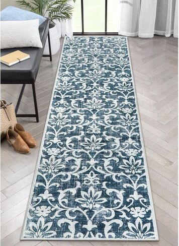 morebes خمر المطبخ عداء السجاد غير زلق قابل للغسل، طويل المدخل عداء البساط 8 قدم، عدم الانزلاق حمام حصيرة المتعثرة الأزهار داخلي الطابق السجاد عداء لبهو الغسيل المدخل، البيج العاج in Kuwait