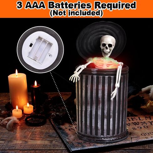 Presence 12" Halloween Animated Trashcan Skeleton, Spirit Activated Animatronic Halloween Decorations with Scary Sounds and Movable Posable Joints, Indoor Haunted House Party Home Props Decor in Saudi Arabia