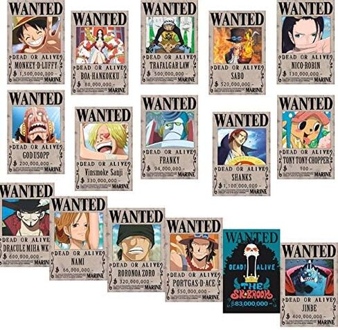 مجموعة ملصقات انيمي او بي وانتد من بامبوز ستور، 42 سم × 29 سم، اصدار جديد، لوفي 1.5 مليار، زورو 320 مليون، مجموعة من 16 قطعة in Kuwait