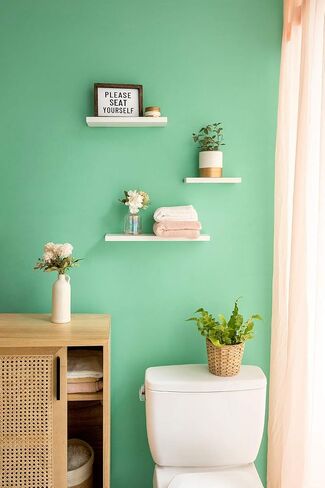Mkono Floating Shelves Rustic Wood Wall Shelf Set of 3 Modern Wall Mounted Shelves with Invisible Brackets Display Trophy Photo Frames Plants Home Decor Living Room Bedroom Bathroom, Dark Brown in Saudi Arabia