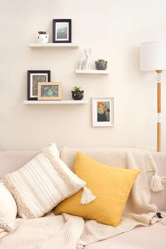 Mkono Floating Shelves Rustic Wood Wall Shelf Set of 3 Modern Wall Mounted Shelves with Invisible Brackets Display Trophy Photo Frames Plants Home Decor Living Room Bedroom Bathroom, Dark Brown in Saudi Arabia