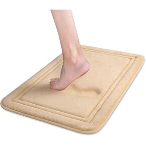 ITSOFT Memory Foam Bath Mat 24x16, Non Slip, Machine Washable, Quick Dry & Absorbent Bathroom Rugs, Bath Mats for Bathroom Floor, Tub & Shower, Bathroom Rug, Beige