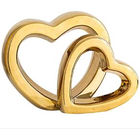 WEIDILIDU ديكور المنزل البورسلين القلب النحت الحديث التجريدي الفن السيراميك تمثال GoldenTable الزينة لغرفة الطعام غرفة المعيشة مكتب المركزية (الذهبي W795)
