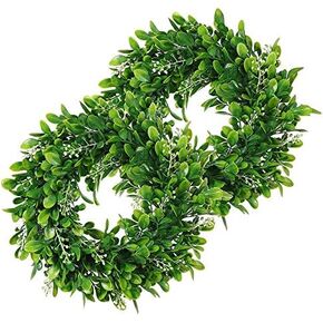 12" Boxwood Wreath Round Wreath Artificial Wreath Green Leaves Wreath Door Wall Window Decoration