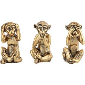 Leekung 3 Wise Monkeys Statue Figurines - See No Evil Hear No Evil Speak No Evil Statues For Home Decor 3 Monkeys See No Evil Decor Bookshelf Decor Figurine Home Decor Shelf Decor Accents Monkey Decor