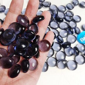 5 LB Flat Glass Marbles Gems Fire Glass for Fire Pit,Crafts,Table Scatters,Vase Fillers,Aquarium,Fish Tank Pebbles,Candle Holder Decor,Red,Blue and White Mix,Approx 450-500 PCS