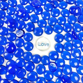5 LB Flat Glass Marbles Gems Fire Glass for Fire Pit,Crafts,Table Scatters,Vase Fillers,Aquarium,Fish Tank Pebbles,Candle Holder Decor,Red,Blue and White Mix,Approx 450-500 PCS