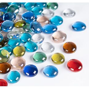 أحجار كريمة زجاجية من ABSOFINE، 900 جرام من الخرز الزجاجي الناري المخلوط، أحجار زجاجية ملونة خرز مسطح القاع لحشو المزهرية الفنية لتزيين المنزل (حوالي 200 قطعة) in Kuwait