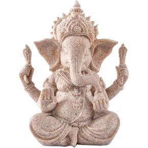 Larimuer Elephant Statue Figurine Sandstone Ganesha Buddha Statue Hand Carved Sculpture