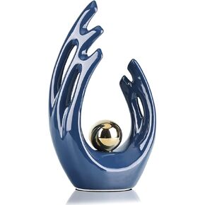 9.5"H Black Aesthetic Room Decor Accent, Tv Stand Funky Table Centerpiece Black, Abstract Art Ceramic Statue And Sculpture, Black decor for living room, bookshelf decorative objects, shelf decor in Kuwait