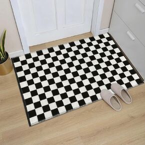Seavish Black and White Striped Rug, 23.6" x 35.4" Christmas Welcome Mats for Front Door Porch Layered Door Mats Handmade Woven Small Farmhouse Machine Washable Rug Indoor Outdoor Doormats in Saudi Arabia