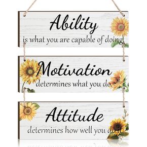 Jetec Office Wall Decor Inspirational Rustic Wall Hanging Plaque Office Decor Motivational Wall Plaques with Sayings Wooden Wall Hangings Sign Bathroom Decor for Home Office Wall Art(Black)
