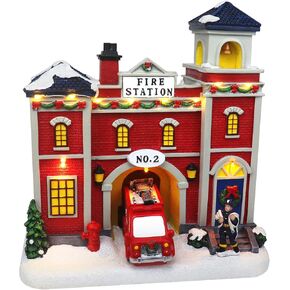 Christmas Village Animated Fire Station - Pre-lit Musical Snow Village Collectible Building - Perfect Addition to Your Christmas Indoor Decorations & Holiday Displays - Made of Resin (Moving Truck) in Kuwait