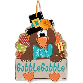 Funnlot Thanksgiving Wreath for Front Door - Turkey Door Hanger Gobble Sign - Thanksgiving Party Decorations in Saudi Arabia