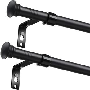 Matte Black Curtain Rods for Windows 28 to 48 Inch, 5/8 Inch Small Curtain Rod Set With Brackets Heavy Duty Window Curtain Rod 2 Pack, Size: 23-52 Inch