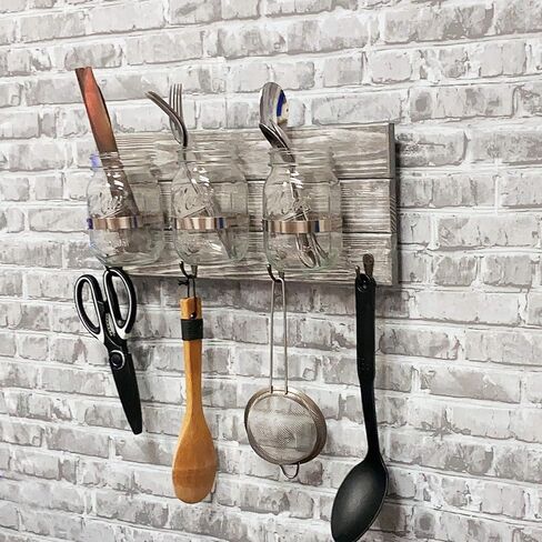 حامل فرشاة أسنان ميسون ريفي لفرشاة الأسنان، منظم تخزين الحمام، تخزين ديكور المطبخ والممر، رف تثبيت معلق للمزرعة وخطافات لللوفة | ماكينة حلاقة | معجون اسنان | فرشاة أسنان كهربائية in Kuwait