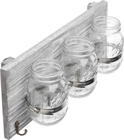 حامل فرشاة أسنان ميسون ريفي لفرشاة الأسنان، منظم تخزين الحمام، تخزين ديكور المطبخ والممر، رف تثبيت معلق للمزرعة وخطافات لللوفة | ماكينة حلاقة | معجون اسنان | فرشاة أسنان كهربائية in Kuwait