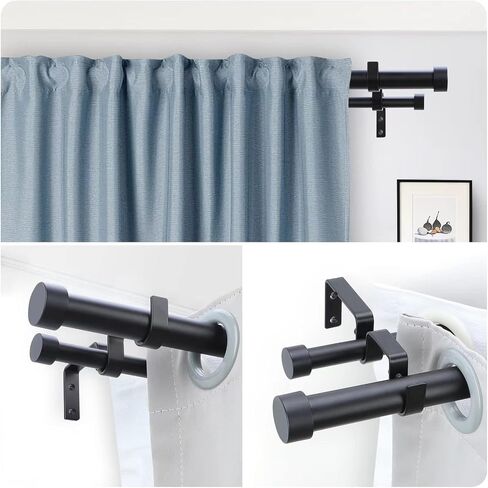 OLV Gold Double Curtain Rods 36 to 72 Inch(3-6ft),1'' Window Telescoping Drapery Rod With End Cap Design Finials in Kuwait