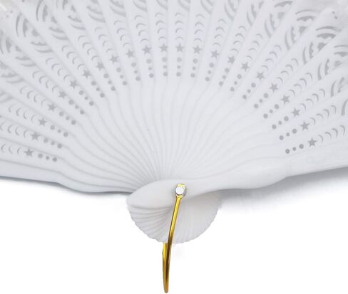 إكسسوارات ريش قابلة للطي باليد من Marabou Fan للسيدات البالغات لتزيين حفلات الهالوين - أبيض - Z in Kuwait