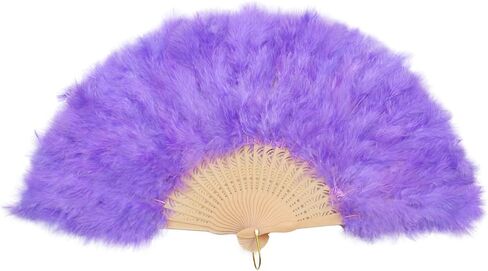 إكسسوارات ريش قابلة للطي باليد من Marabou Fan للسيدات البالغات لتزيين حفلات الهالوين - أبيض - Z in Kuwait