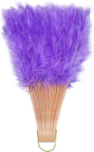 إكسسوارات ريش قابلة للطي باليد من Marabou Fan للسيدات البالغات لتزيين حفلات الهالوين - أبيض - Z in Kuwait