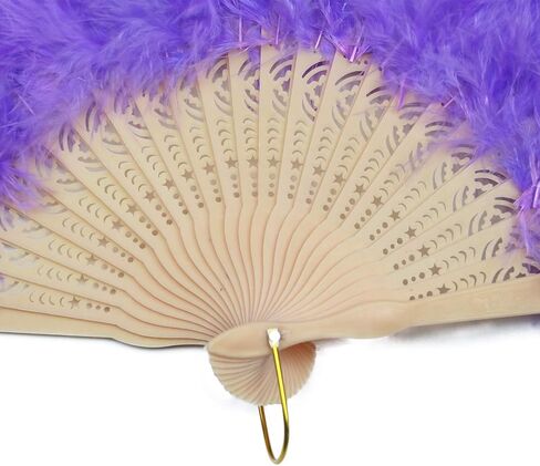 إكسسوارات ريش قابلة للطي باليد من Marabou Fan للسيدات البالغات لتزيين حفلات الهالوين - أبيض - Z in Kuwait
