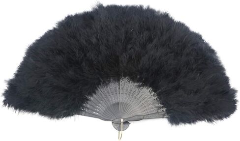 إكسسوارات ريش قابلة للطي باليد من Marabou Fan للسيدات البالغات لتزيين حفلات الهالوين - أبيض - Z in Kuwait