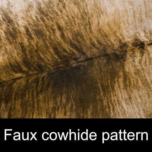 Amearea Faux Cow Hide Rug 3.2x2.3 Feet, Premium Western Home Decor Cow Print Rugs for Living Room, Faux Leather Animal Cowhide Carpet for Bedroom, Dining Traditional Cow Print Stuff Carpets, Brown in Kuwait
