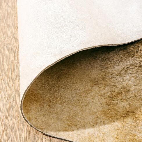 Amearea Faux Cow Hide Rug 3.2x2.3 Feet, Premium Western Home Decor Cow Print Rugs for Living Room, Faux Leather Animal Cowhide Carpet for Bedroom, Dining Traditional Cow Print Stuff Carpets, Brown in Kuwait