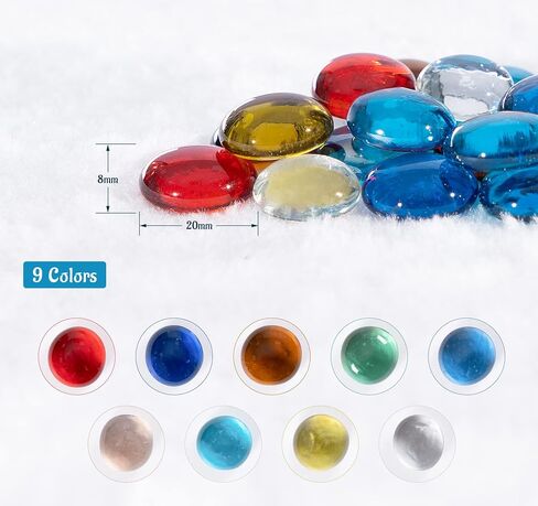 أحجار كريمة زجاجية من ABSOFINE، 900 جرام من الخرز الزجاجي الناري المخلوط، أحجار زجاجية ملونة خرز مسطح القاع لحشو المزهرية الفنية لتزيين المنزل (حوالي 200 قطعة) in Kuwait
