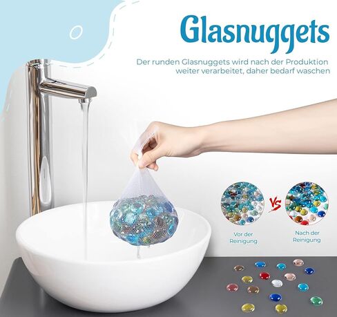 أحجار كريمة زجاجية من ABSOFINE، 900 جرام من الخرز الزجاجي الناري المخلوط، أحجار زجاجية ملونة خرز مسطح القاع لحشو المزهرية الفنية لتزيين المنزل (حوالي 200 قطعة) in Kuwait