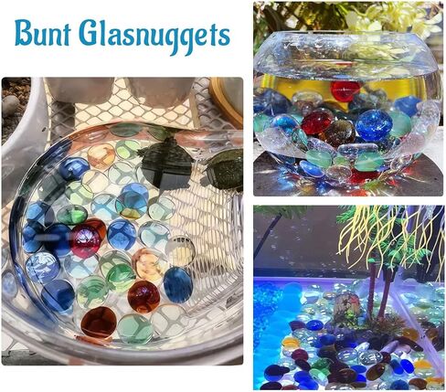 أحجار كريمة زجاجية من ABSOFINE، 900 جرام من الخرز الزجاجي الناري المخلوط، أحجار زجاجية ملونة خرز مسطح القاع لحشو المزهرية الفنية لتزيين المنزل (حوالي 200 قطعة) in Kuwait